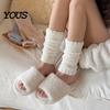 Comfortable Fuzzy Boot Liners Thickened Thermal Knee Sleeve for Women, Winter Warm Coral Fleece Leg Warmers, Breathable Stockings Pads Skiing Cycling