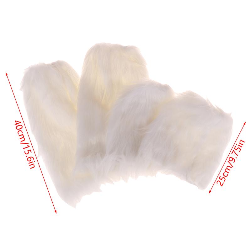 White Faux Fur Leg Warmers Boot Covers Y2K Goth Solid Leg Socks Punk Knee-Length Fashion Warm Sock