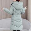 Women Hooded Collar Cotton Parkers Coat Zipper Coat Medium Warm Button Coat Jacket