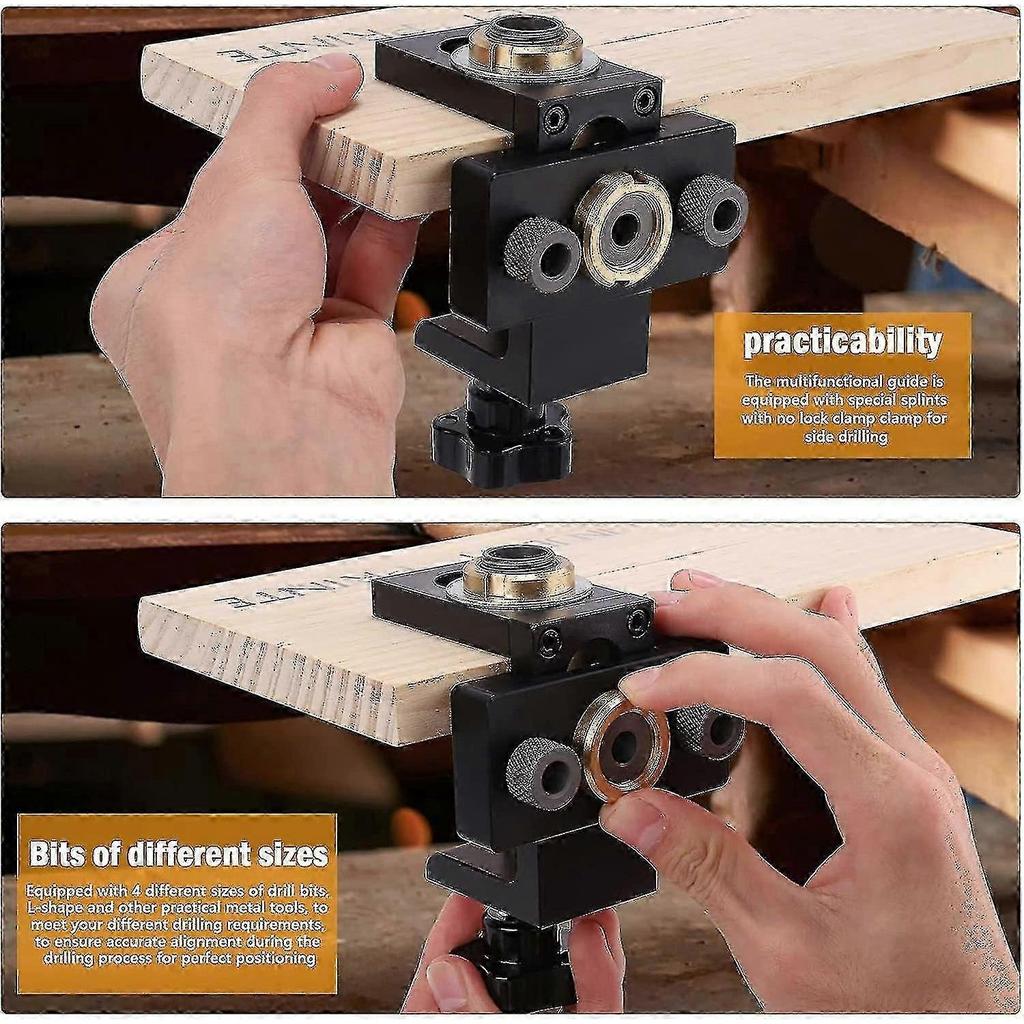 Drilling Jig Kit, Hole Punch Locator 3 In 1 Woodworking Tools Self Centering Doweling Jig Drilling Punch Locator Kit With Wooden Dowel