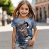 3D Pattern Animal Print Children's T-shirt Short Sleeved Summer Sports Fashion Street Casual Top