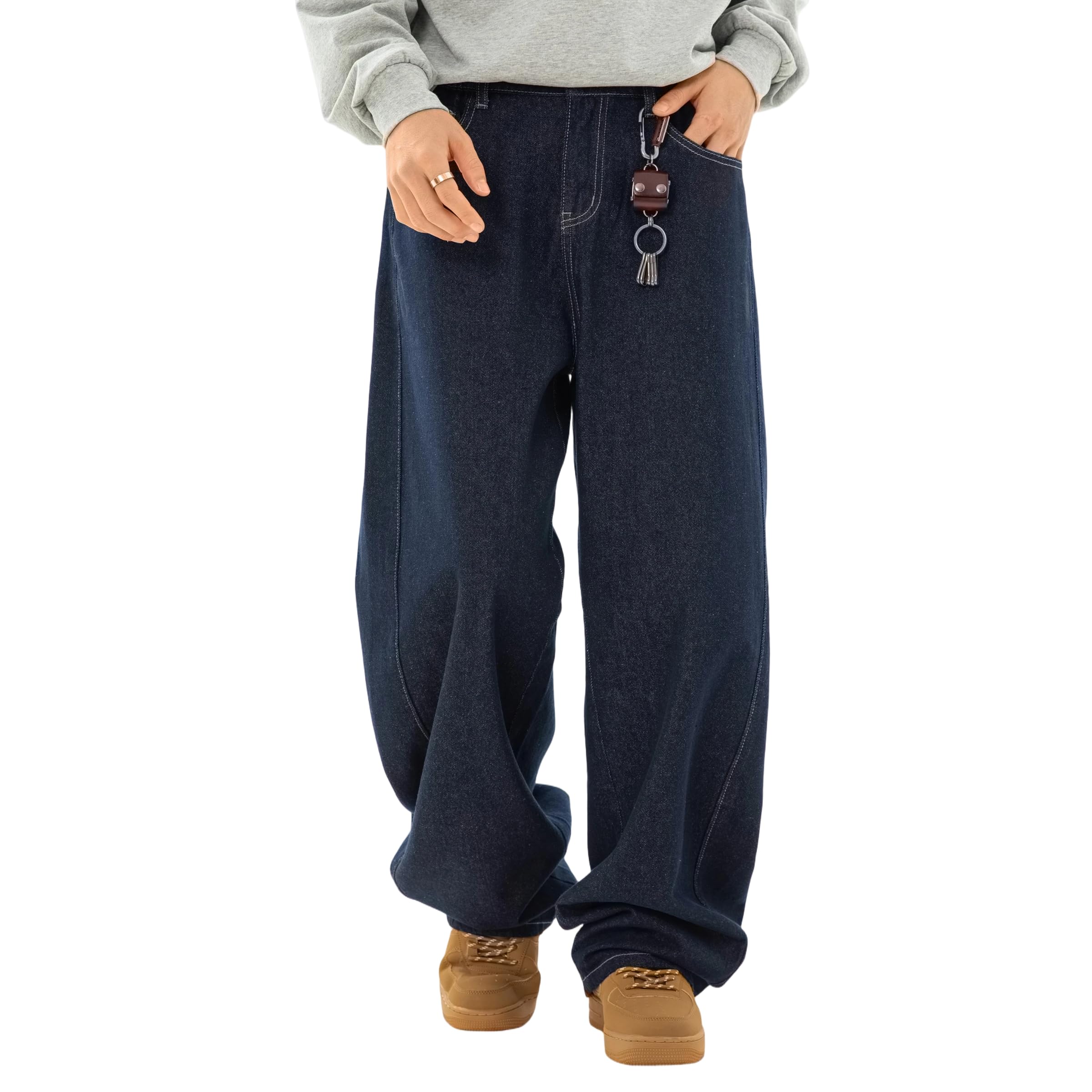 Kayiyasu Denim Loose Streetwear Baggy Solid Winter Size Men s Wide-Leg Pants, Fit, Pants, Casual, Color, Relaxed, Stylish, Spring, Summer, Fall,