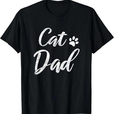 Cat Dad - Vintage Distressed Design - Funny Cat Paw T-Shirt