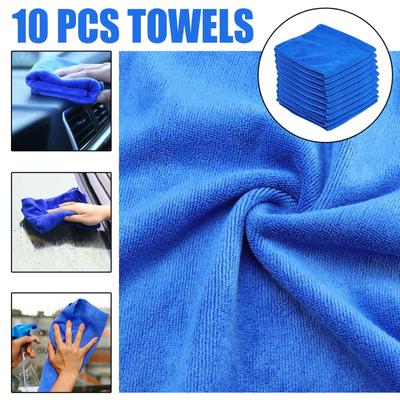 (Nikita) Multifunctional Microfiber Towel 10PC Blue Car Cleaning Polishing Cloth Towel