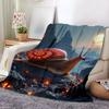 1pc Snail Sci-Fi Blanket - Glowing Orange Snail & Fiery Landscape Design, Soft Flannel-like Texture, All-Season Couch/Bedspread