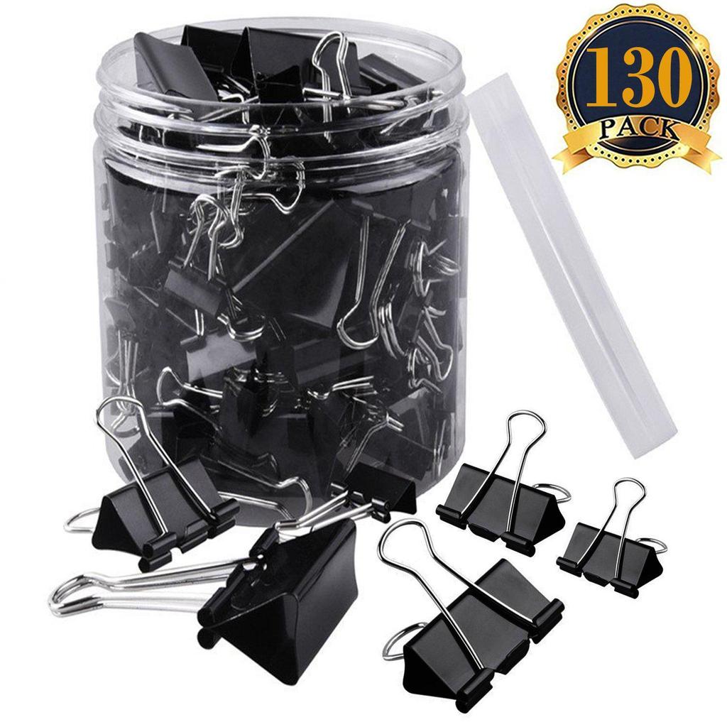 Multi-Size Black Metal Binder Clip Set for Journals and Loose-Leaf Folders