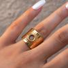 Exquisite Hollow Sun Design Stainless Steel Rings Gold Plated Waterproof High Quality Ladies Jewelry For Daily Wear Vacation