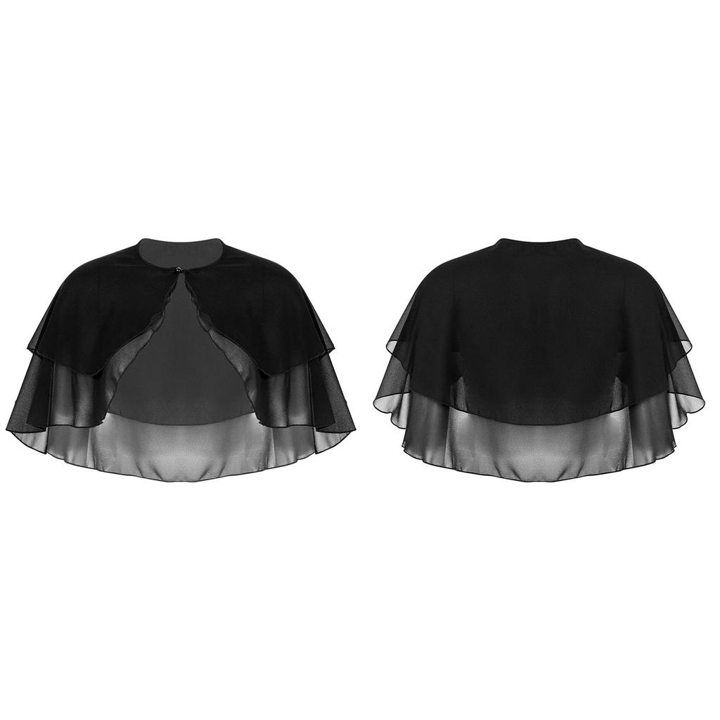 Women Elegant Chiffon Shawl Cape Ruffle Wraps Bolero Dress Accessory for Party Wedding