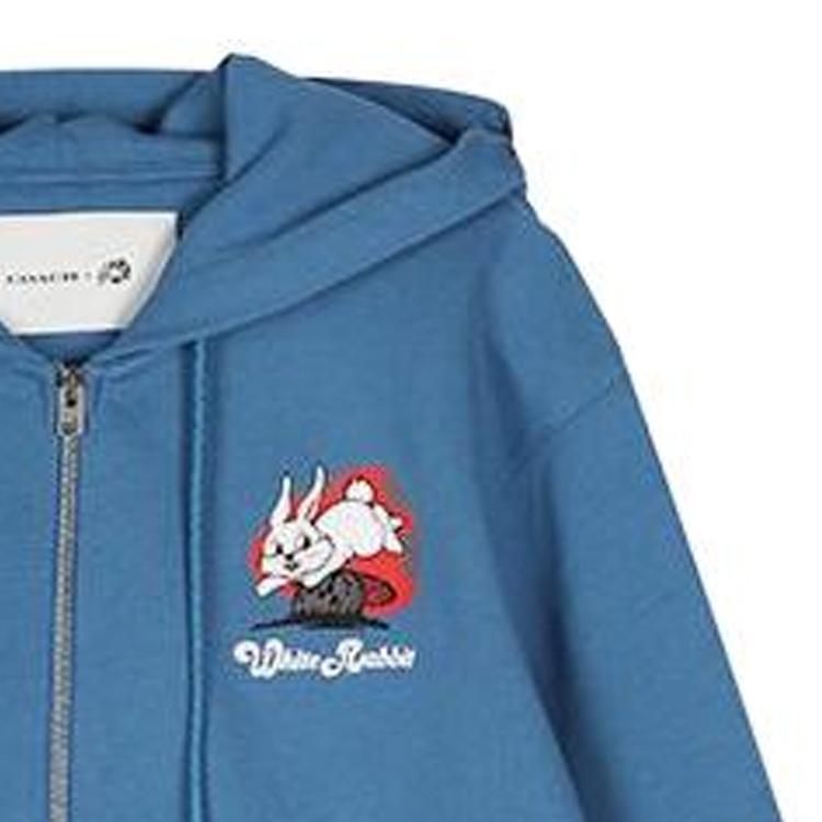 Coach X White Rabbit Striped Cartoon Print Zipper Hoodie Unisex Hoodies Mixed-Blue CG263-BL