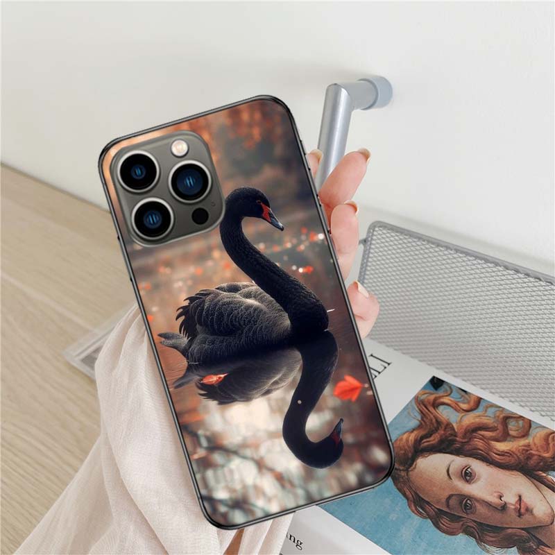 Cygne Noir Phone Case For Iphone 17 Air 16 15 Pro Max 14 Plus 16E Coque 13 Pro 12 Mini 11 Clear Cover Silicone Cute Shell Soft C