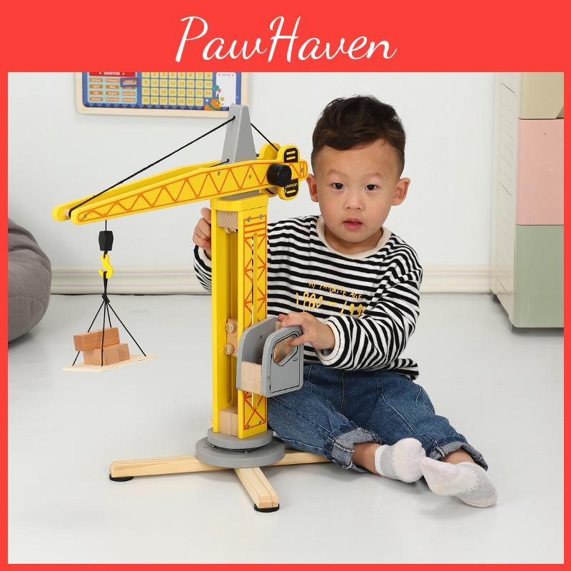 Childrens Wooden Construction Crane Toy For Play And Brain Development Model