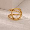 Stainless Steel Hollow Round Line Open Rings For Women Gold Color Wedding Ring Aesthetic Designer Jewelry Accessories Gift Bff