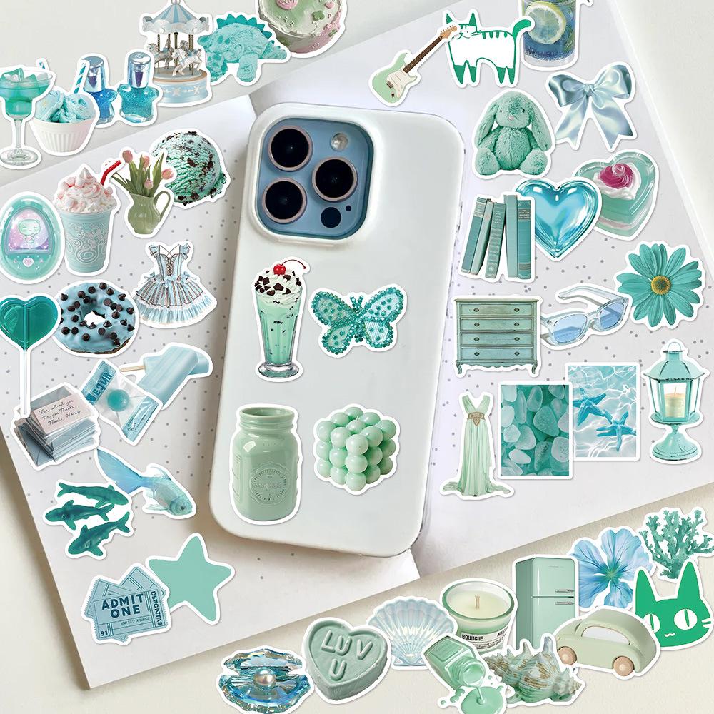 50 minzgrüne Aufkleber für DIY-Handyhüllen & Journaling-Dekoration