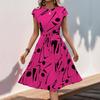 Amazon Independent Station New European and American Summer Women's Cross-border Geometric Pattern Printed Pleated Dress