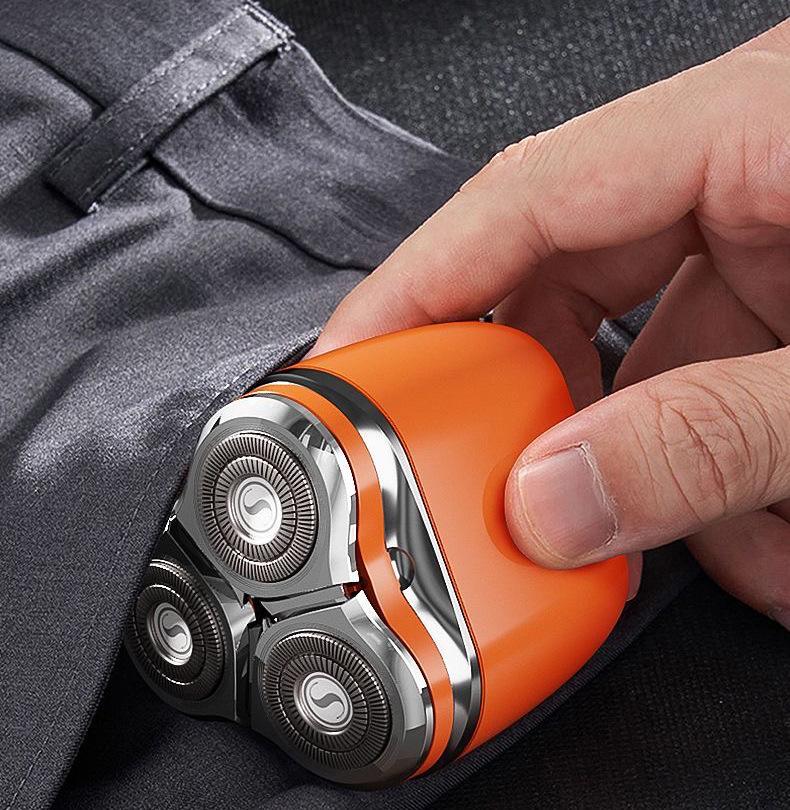 Men's Rechargeable Mini Three-Blade Electric Razor - Portable Magnetic Suction Beard Trimmer