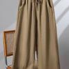 Damen Freizeithose aus Baumwolle-Leinen, Weites Bein - Sommerlich Dünn, Lockerer Schnitt, Neun-Punkt-Länge, Schlanker und Großer Look