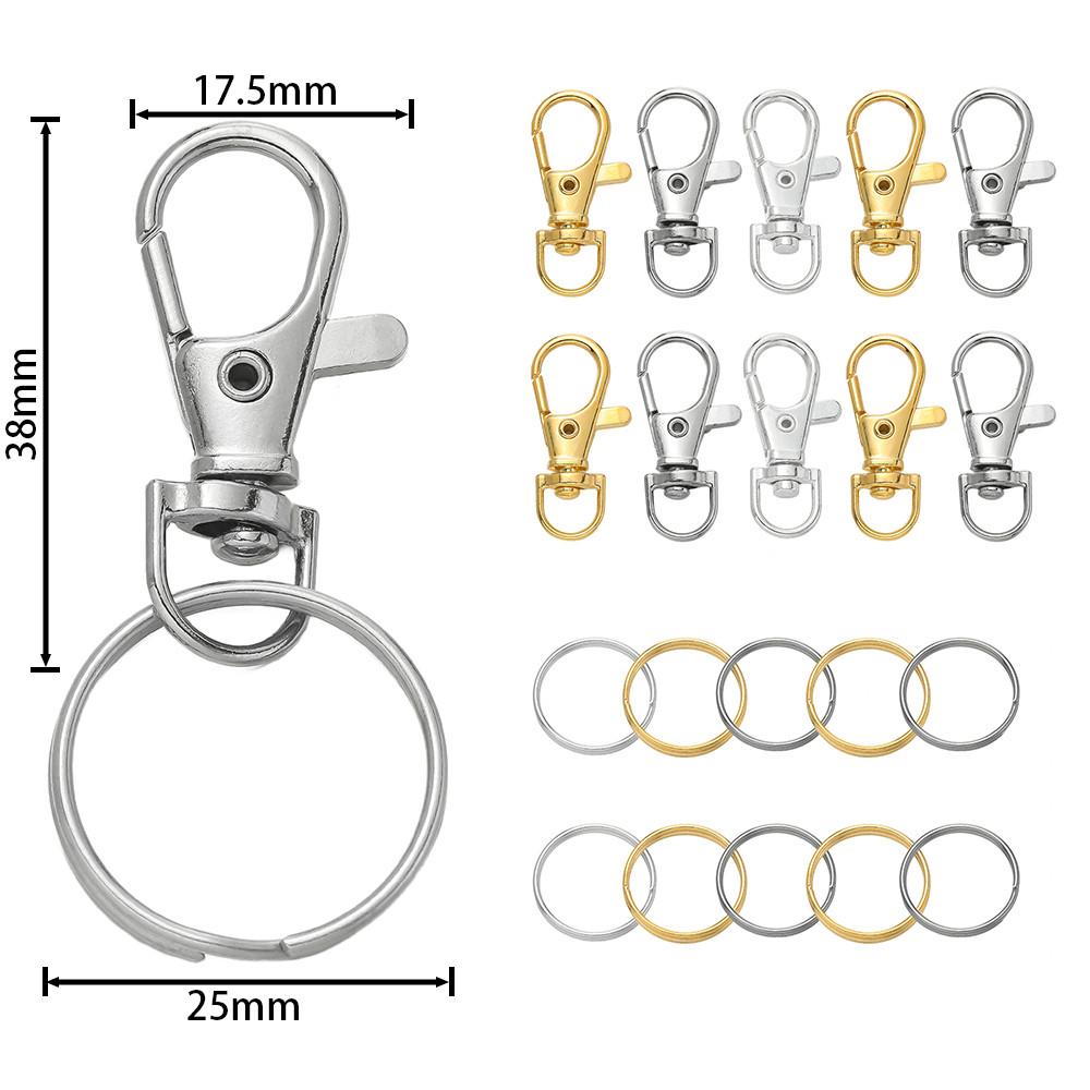 20/50Pcs Swivel Snap Hooks with Key Ring Metal Swivel Lobster Claw Clasps for DIY Keychain Bag Hang Jewelry Making Accessories