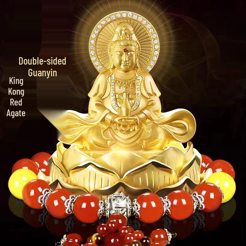 Double-Sided Alloy Guanyin Buddha Car Ornament for Center Console
