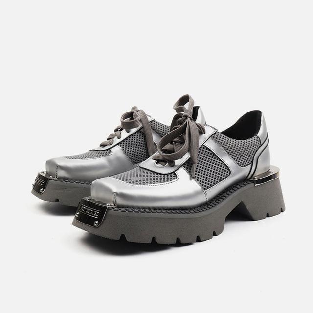 

Женские и мужские туфли на плоской подошве, модные туфли на квадратной подошве из кожи в британском стиле на платформе в стиле ретро для женщин и мужчин 43