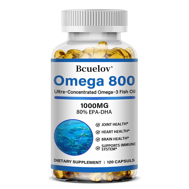 Omega 800 Ultra-Concentrated Fish Oil 1000mg - EPA-DHA Formula - 120 Capsules 120PCS