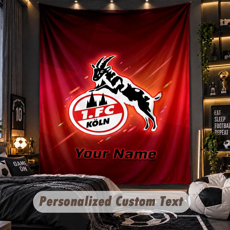 Wandteppich FC Köln Benutzerdefinierter Name Text Personalisierter Wandbehang Teppich Heimwanddekoration