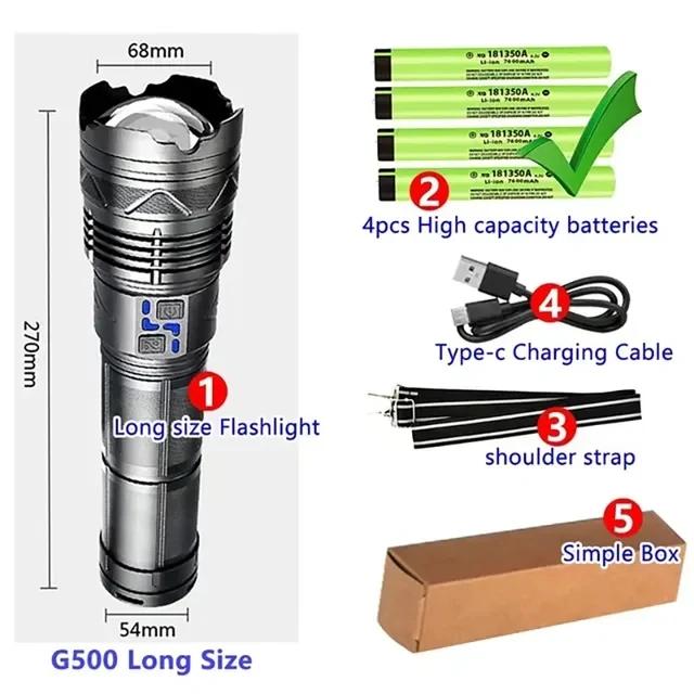 LED Flashlight Rechargeable High Power Ultra Bright Remote Tactical Hand Light Waterproof Strong Outdoor Camping Lantern Torch