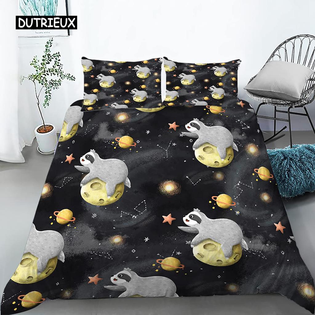 Zestaw Poszwy na Kołdrę Leniwiec Rozmiar Twin Kreskówkowy Leniwiec Poszwa na Kołdrę Zestaw Pościeli dla Dzieci Dziewcząt Chłopców Słodki Zwierzę Poliestrowa Poszwa na Kołdrę