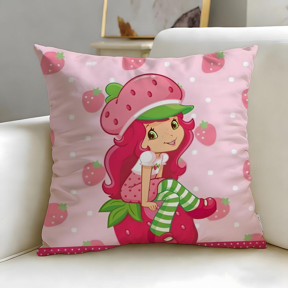 Classic Cartoon Strawberry Shortcake Cushion Cover Soft EasyWash Pillow Case Versatile for Couch Bed Travel and Office