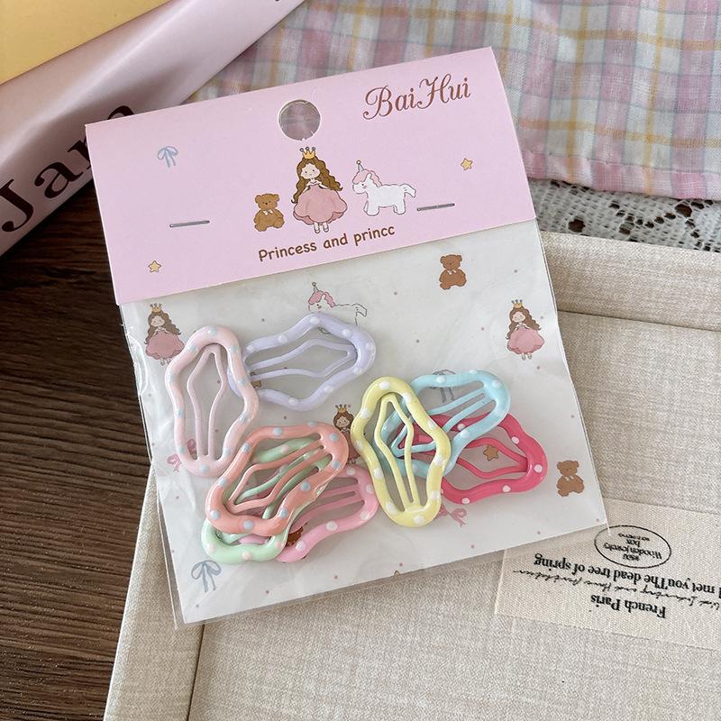 

8 шт./набор Милые кремовые заколки для волос в горошек для малышей, Сладкие цветные цветочные заколки-клипсы в форме звезды, Минималистичные геометрические детские заколки