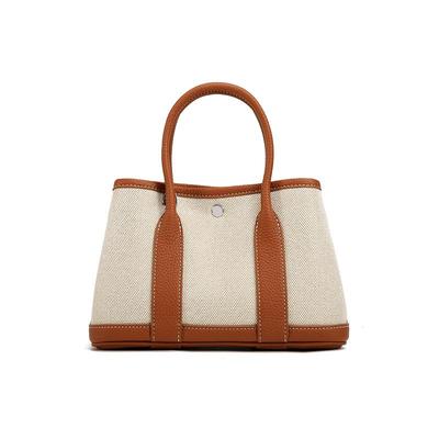 Brązowo-Czarna płócienna torba crossbody z bydlęcej skóry