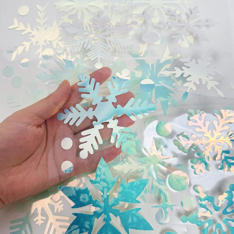 Christmas Glow In The Dark Snowflake Window Sticker Glass Wall Car DIY Stickers New Year Party Home Room Decoration PVC Decals