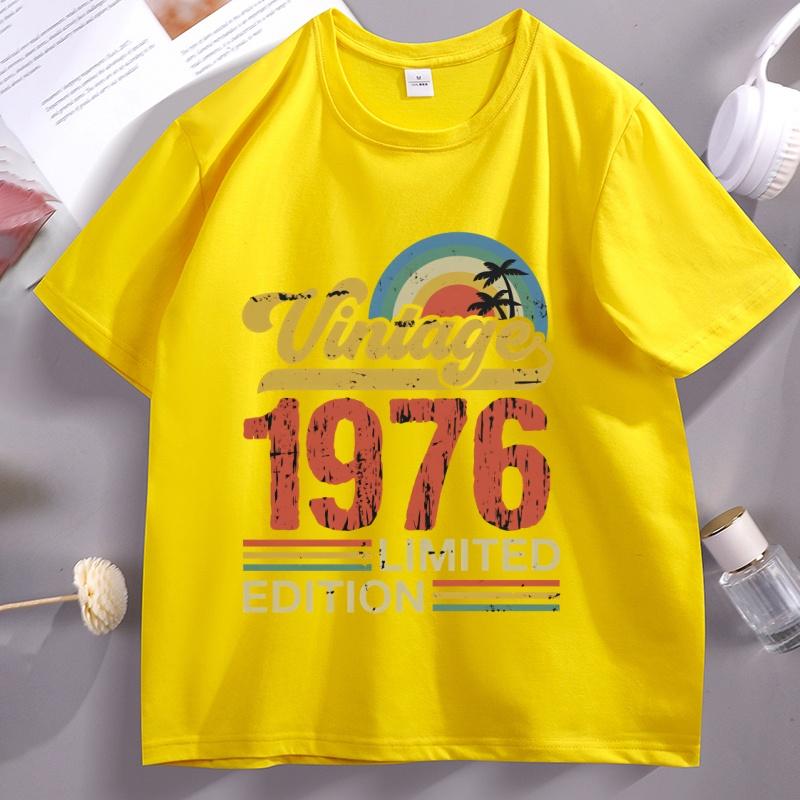 1976 Vintage Limitované Narozeninové Tričko Bavlna Krátký Rukáv Retro Styl Dárek k 50. Narozeninám Tričko Streetwear Pohodlné Oblečení