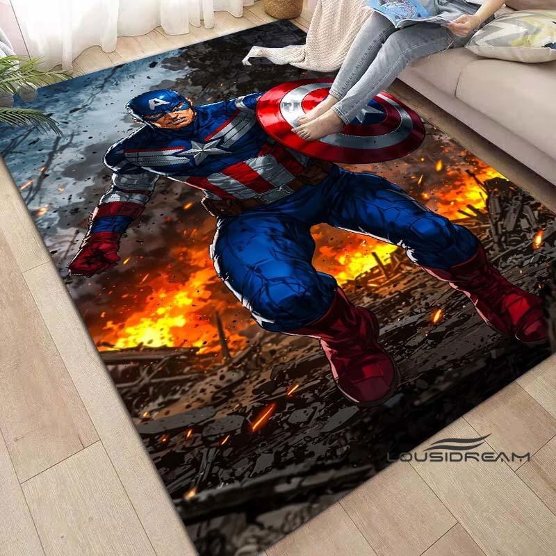Captain America Cartoon-Themed Rug — Living Room Home Décor, Bedroom, Sofa & Doormat Accent, Children's Rug, Non-Slip Mat
