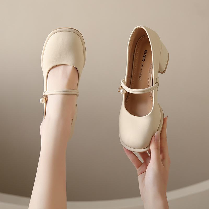 2025 Summer Fashion: Women's Retro Chunky Heel Mary Jane Shoes with Sweet Square Toe and Buckle Strap