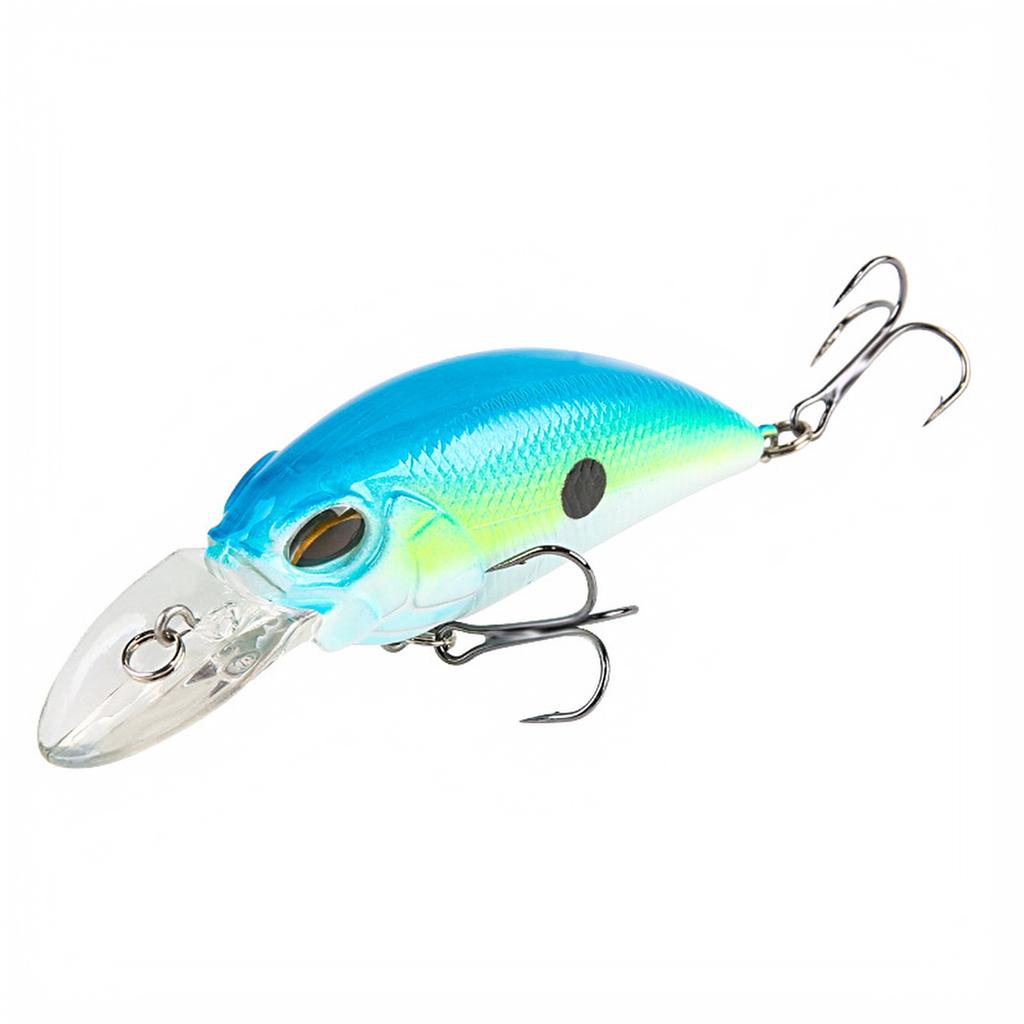 Body Floating Crankbait with Rattle Beads and Treble Hooks, Long Fishing