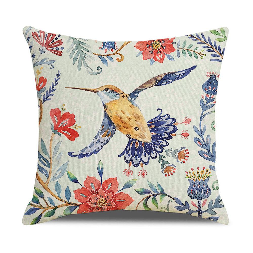 Retro Flower and Bird Pillow Nordic Bed Cushion Pillow Plant Flower Cushion Cover Living Room Sofa Cover Pillow