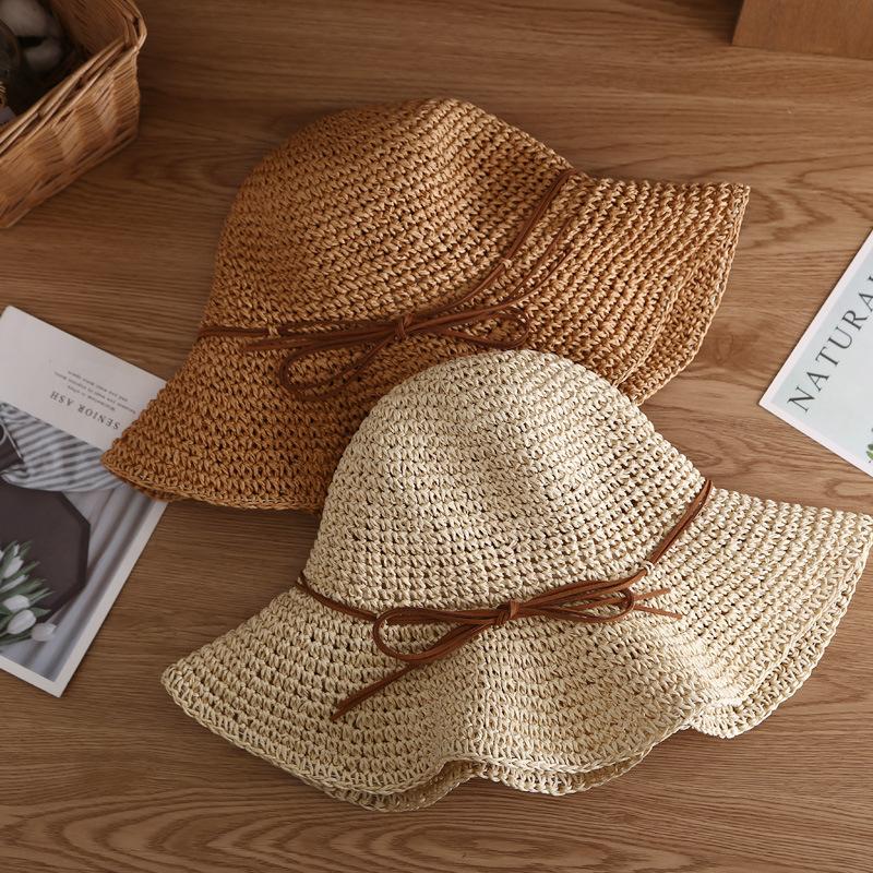 New Hat Women's Summer Beach Sun Hat Straw Versatile Sunscreen Visor Big Edge Folding Straw Hat