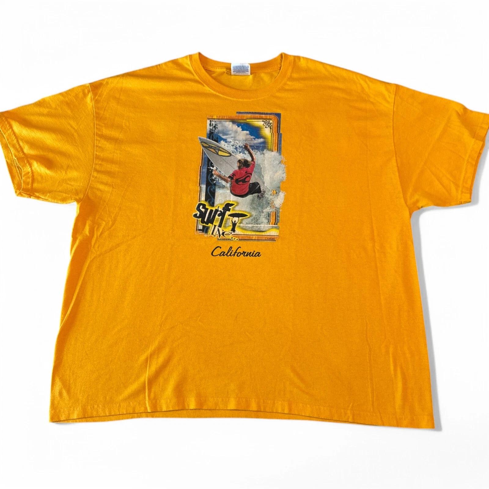 

Y2K Surf Inc. Tee Shirt Adult Size 2XL XXL Yellow Boxy Fit Big Logo Vintage L