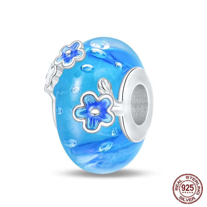 Fashion Copper Colorful Flower Feather Ocean Luminous Glass Charms Beads Fit Qikaola Original Bracelets Diy Jewelry