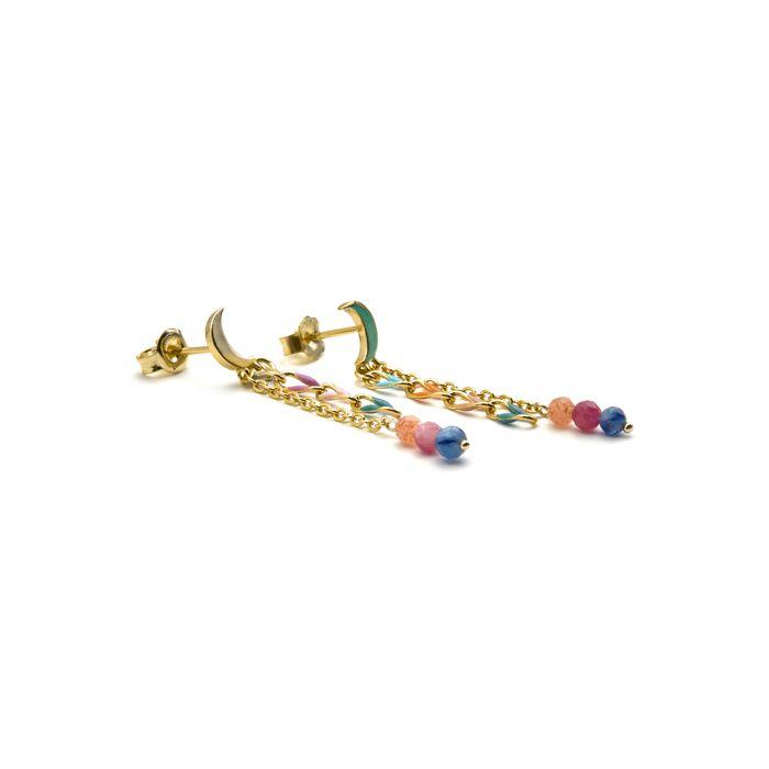 Boucles d'oreilles Luxenter en argent 925 et cristal multicolore finition or 18k - Liesi