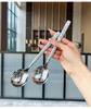 Small daisy eating spoon drinking  304 stainless steel thickened household long spoon drinking Congee spoon 3pcs