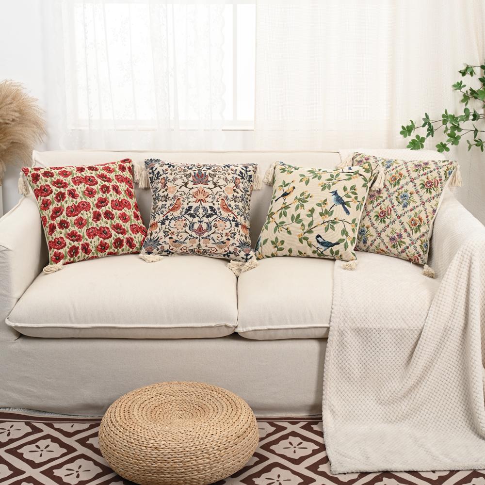 BUYNOW 1PC Jacquard Floral Pillowcase AmericanPastoral Retro Palace Style Living Room Cushion Cover Home Party Bedroom Car Decor