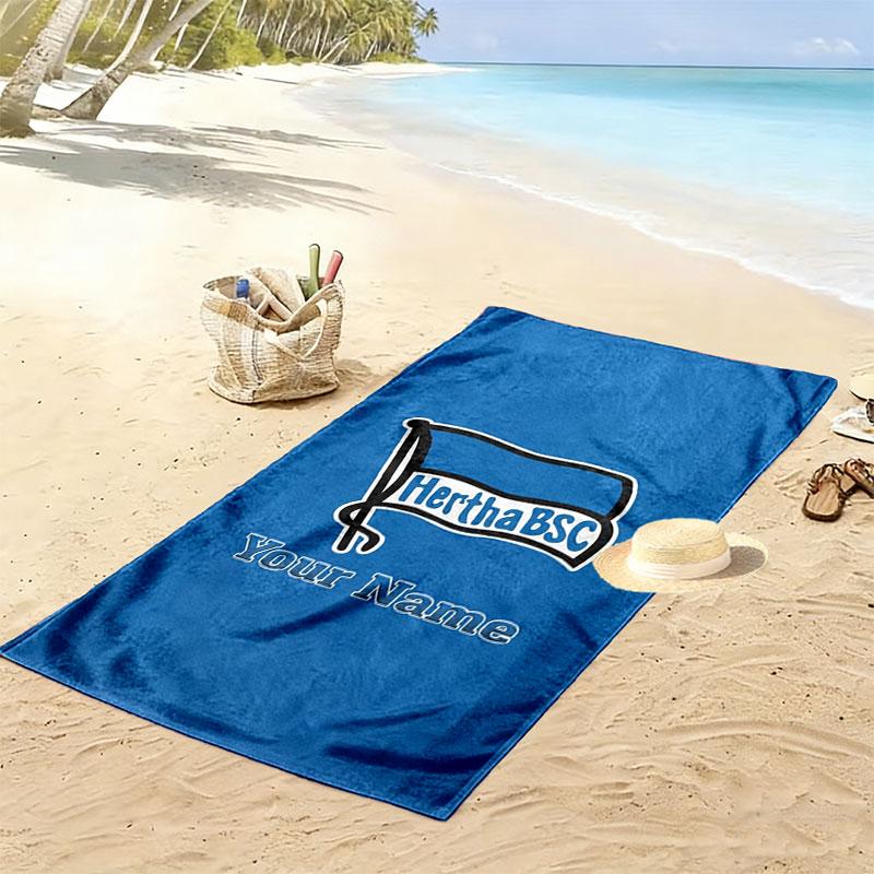 Hertha BSC Custom Name Print Beach Towel, Large Soft Quick Dry Towel for Beach Camping Swimming