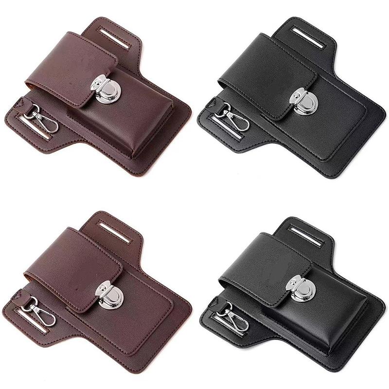 Fashion Men Multi-Function Pu Leather Waist Bag Mobile Phone Purse Outdoor Travel Sports Bum Pouch