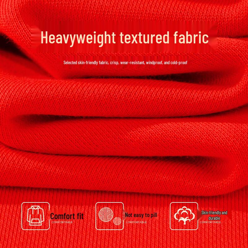 JEANSWEST Men's Festive Red Warm Hoodie