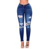 Fashion Womens Jeans Denim Hole Female Mid Waist Stretch Slim Sexy Pencil Pants