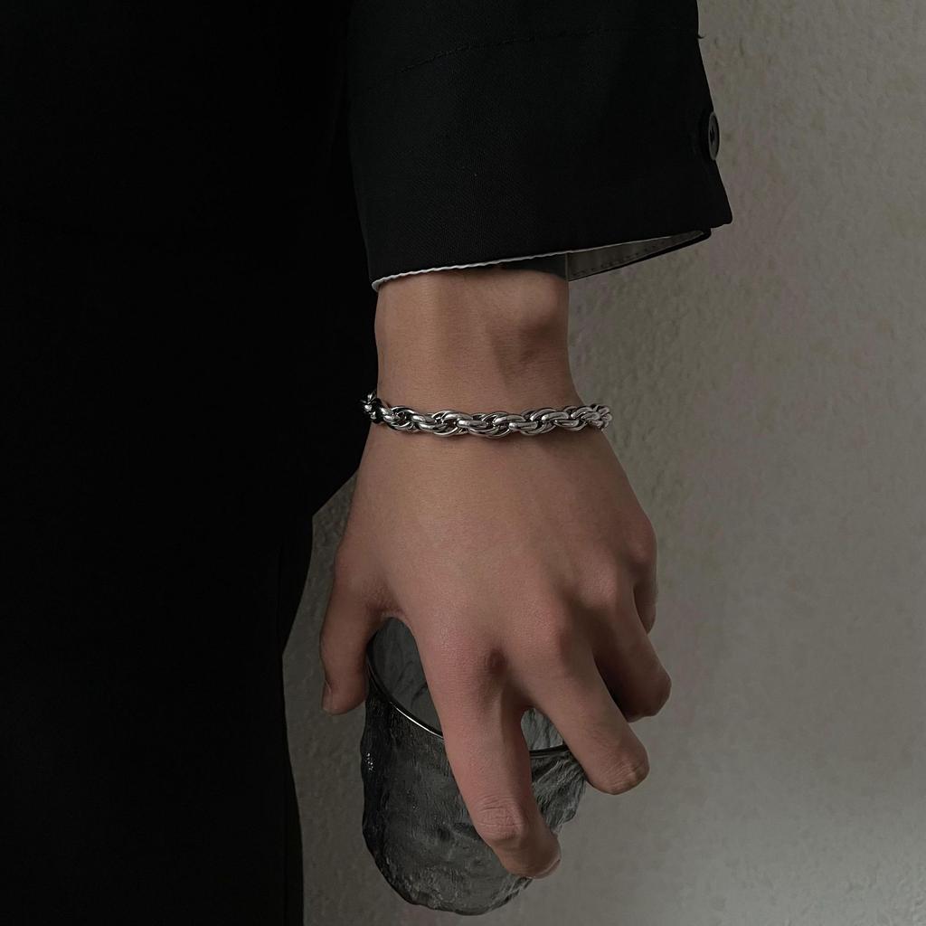 Trendy Retro Hand-woven Twist Hip-hop Stacked Accessories Versatile Men's Simple Men's and Women's Jewelry Bracelets Men's 2026