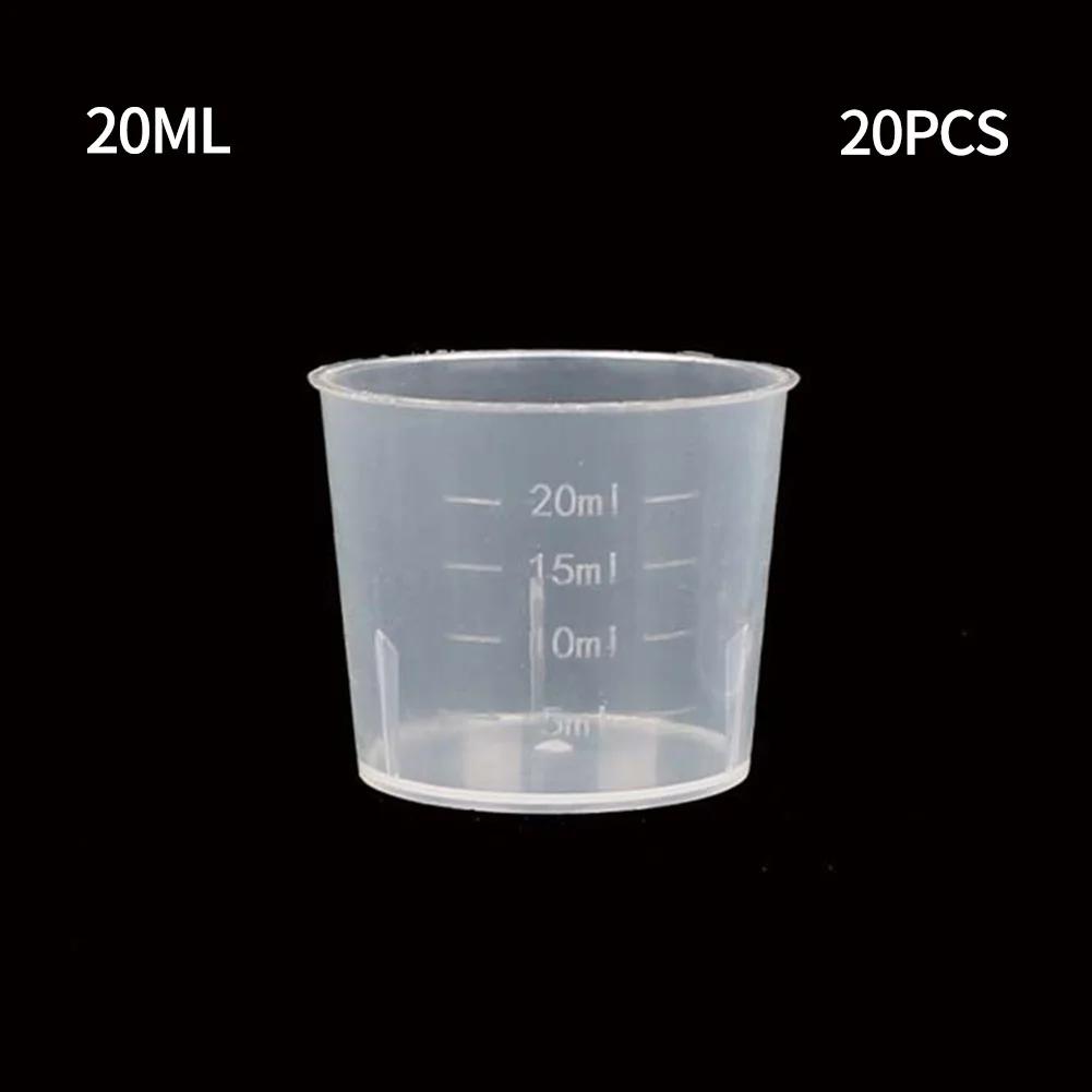 

20pcs 10/20/30ml Plastic Measuring Cup Graduated Mixing Cup Liquid Container Epoxy Resin Silicone Making Tool Transparent