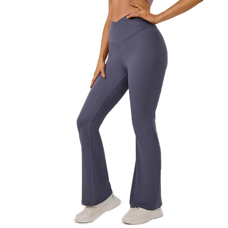 Women's Solid Color High-Waist Flare Yoga Pants