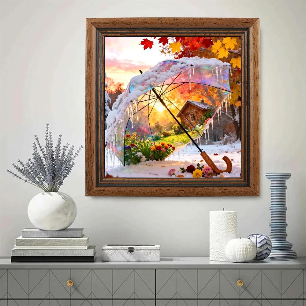 DIY Diamond Mosaic Umbrella Maple Leaf 5D Diamond Painting Autumn Scenery Full Drill Embroidery  Home Decor